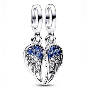 Brand new in box, sterling silver PANDORA splittable angel wings dangle charms.
